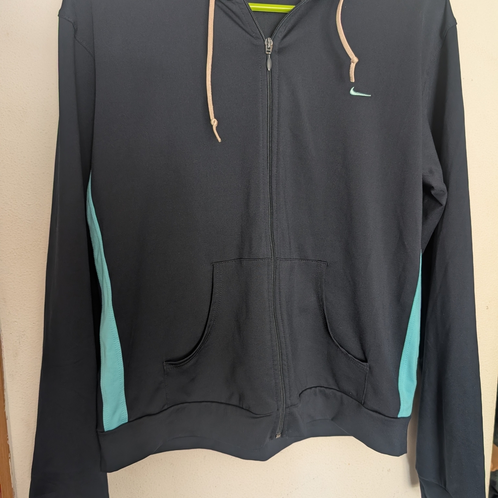 Nike Black and Teal Hoodie